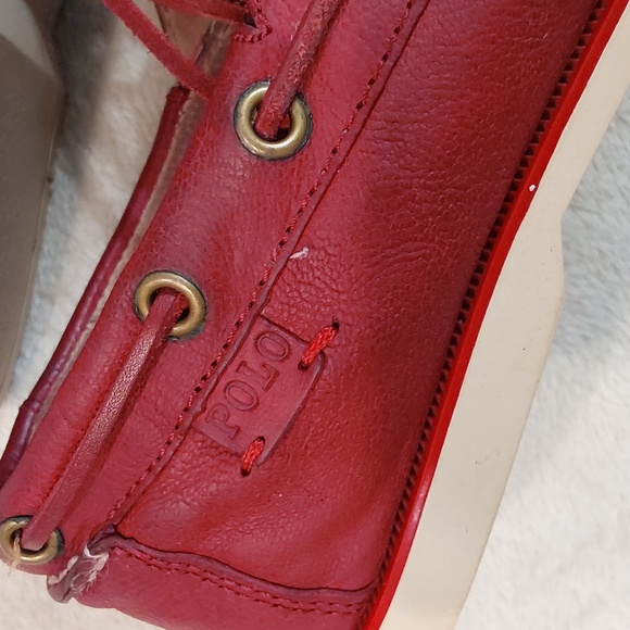 Polo Ralph Lauren Bienne II LU-BTS Mens Red Leather Boat Loafer Shoes Sizs 8.5 D - Picture 9 of 12